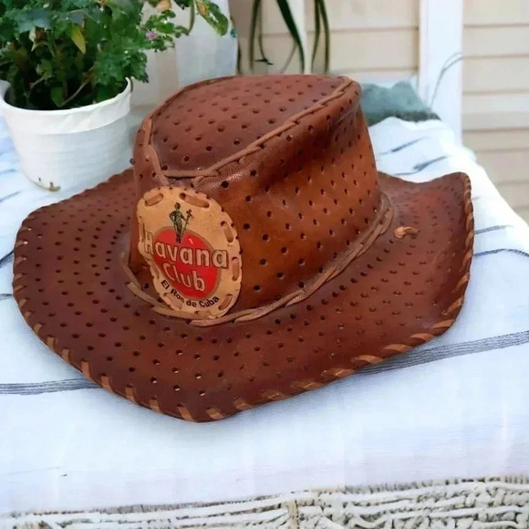 Leather Havana club cowboy hat western,  festivals - Picture 1 of 4